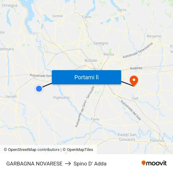 GARBAGNA NOVARESE to Spino D' Adda map