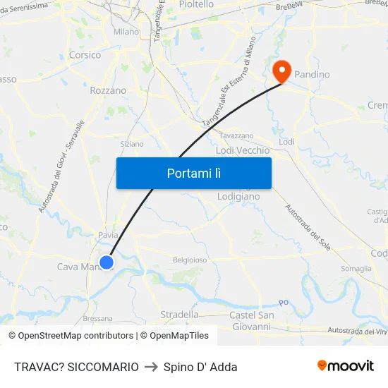 TRAVAC? SICCOMARIO to Spino D' Adda map