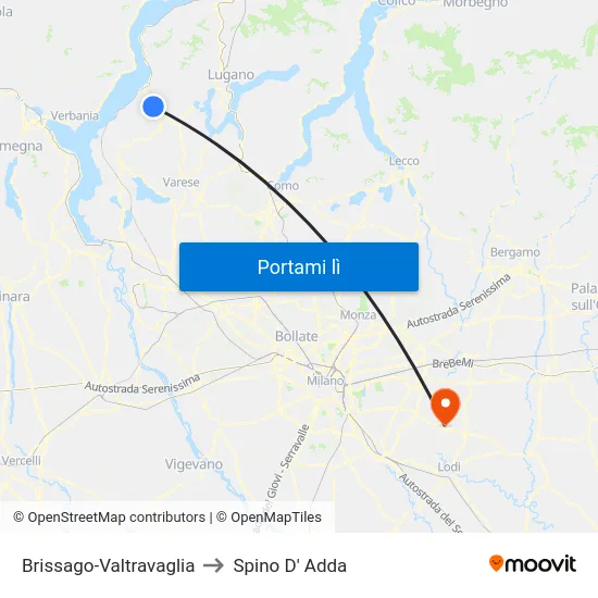 Brissago-Valtravaglia to Spino D' Adda map