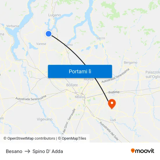 Besano to Spino D' Adda map