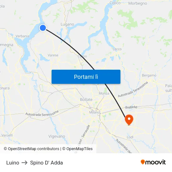 Luino to Spino D' Adda map