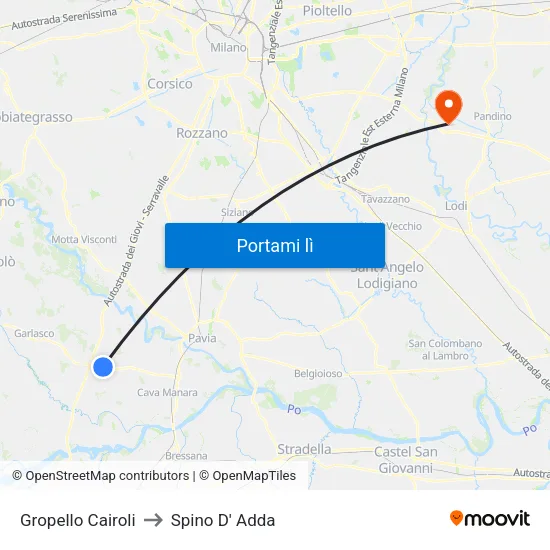 Gropello Cairoli to Spino D' Adda map