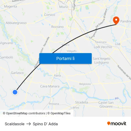 Scaldasole to Spino D' Adda map