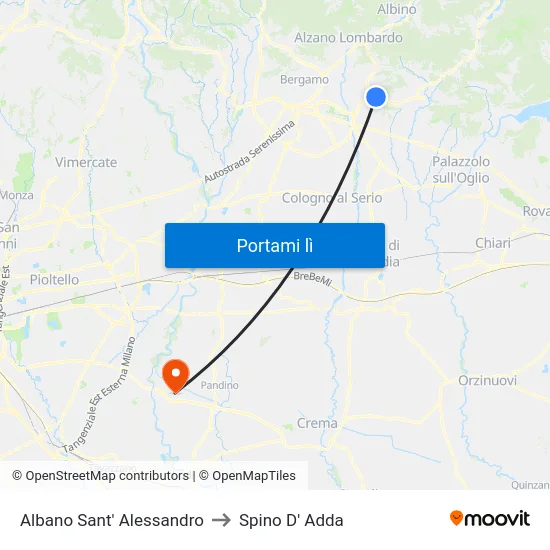 Albano Sant' Alessandro to Spino D' Adda map