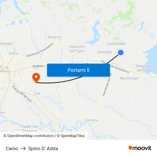 Caino to Spino D' Adda map