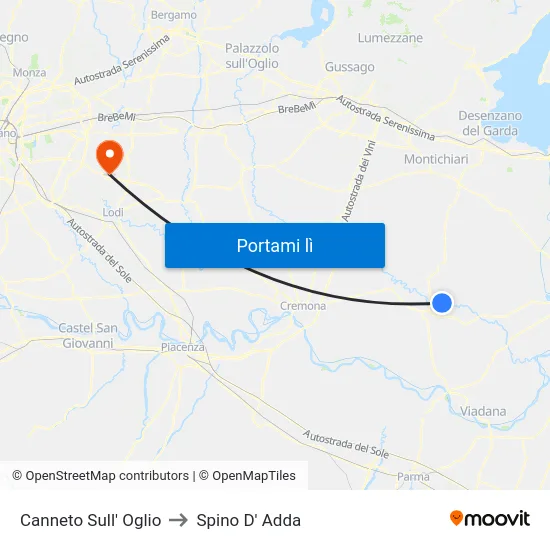 Canneto Sull' Oglio to Spino D' Adda map