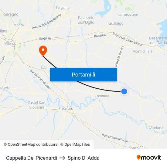 Cappella De' Picenardi to Spino D' Adda map