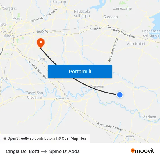 Cingia De' Botti to Spino D' Adda map