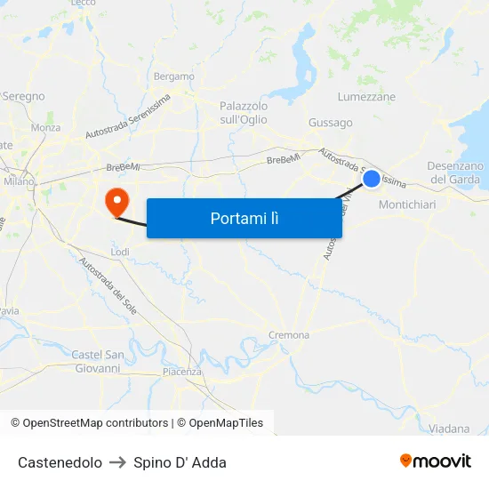 Castenedolo to Spino D' Adda map