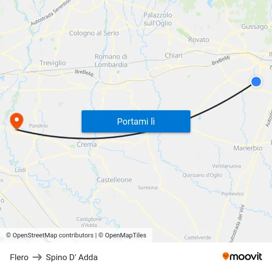 Flero to Spino D' Adda map