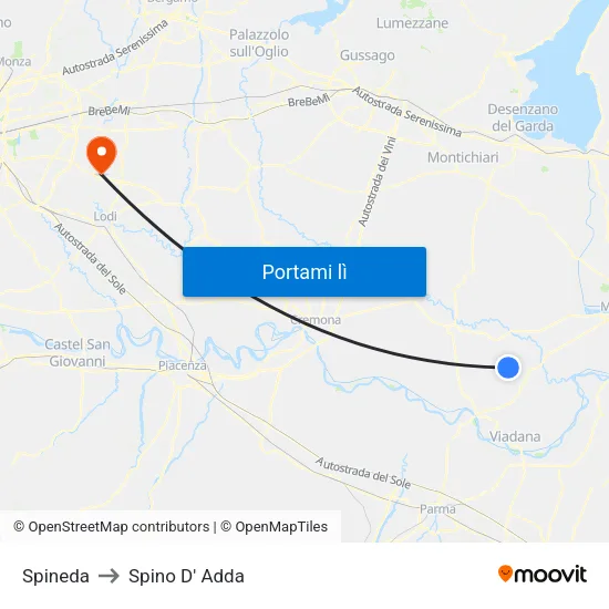 Spineda to Spino D' Adda map