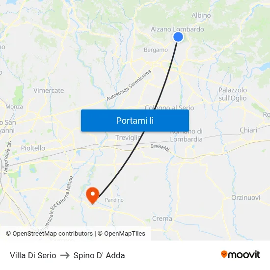 Villa Di Serio to Spino D' Adda map