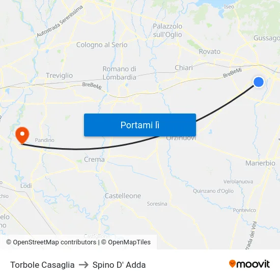 Torbole Casaglia to Spino D' Adda map