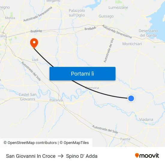 San Giovanni In Croce to Spino D' Adda map