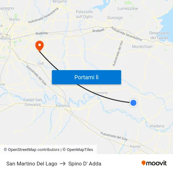 San Martino Del Lago to Spino D' Adda map