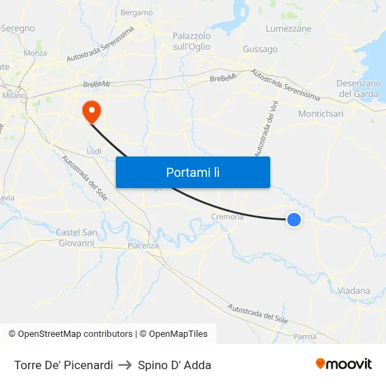 Torre De' Picenardi to Spino D' Adda map