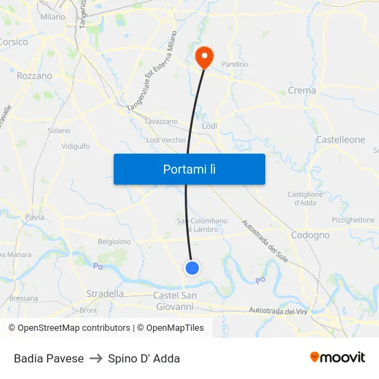 Badia Pavese to Spino D' Adda map