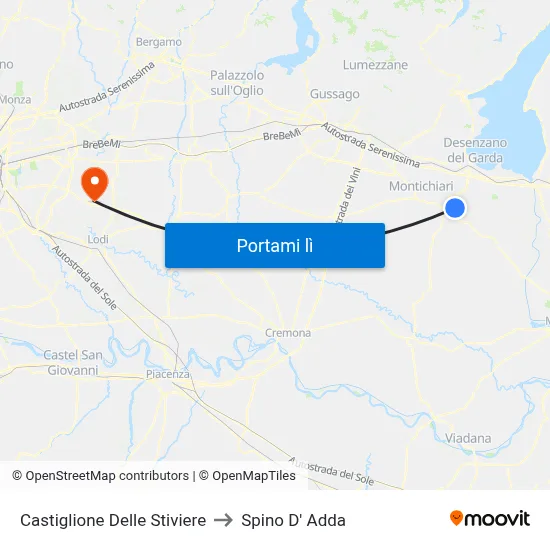 Castiglione Delle Stiviere to Spino D' Adda map