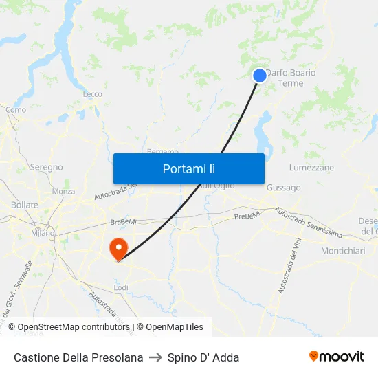 Castione Della Presolana to Spino D' Adda map
