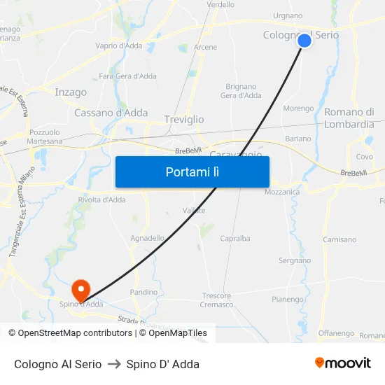 Cologno Al Serio to Spino D' Adda map