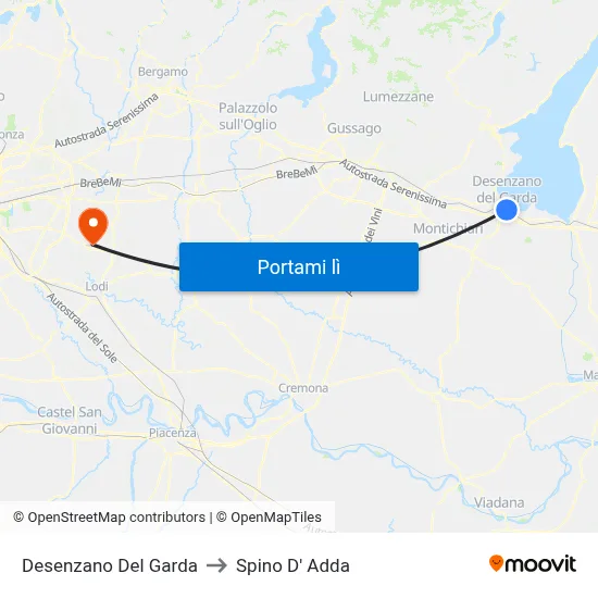 Desenzano Del Garda to Spino D' Adda map