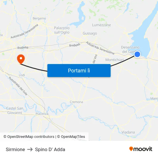 Sirmione to Spino D' Adda map