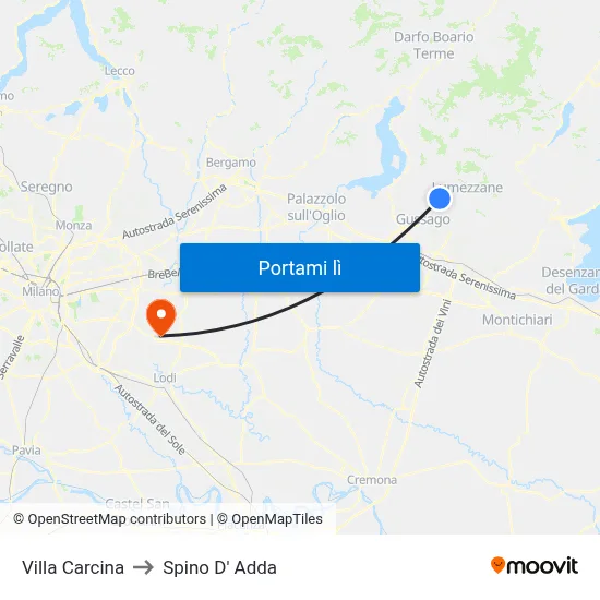 Villa Carcina to Spino D' Adda map