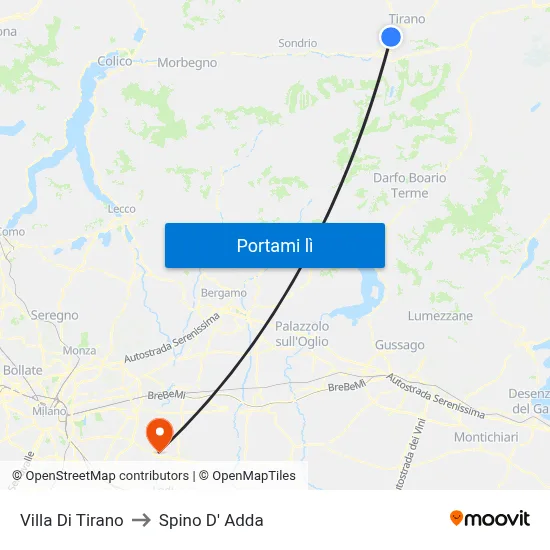 Villa Di Tirano to Spino D' Adda map