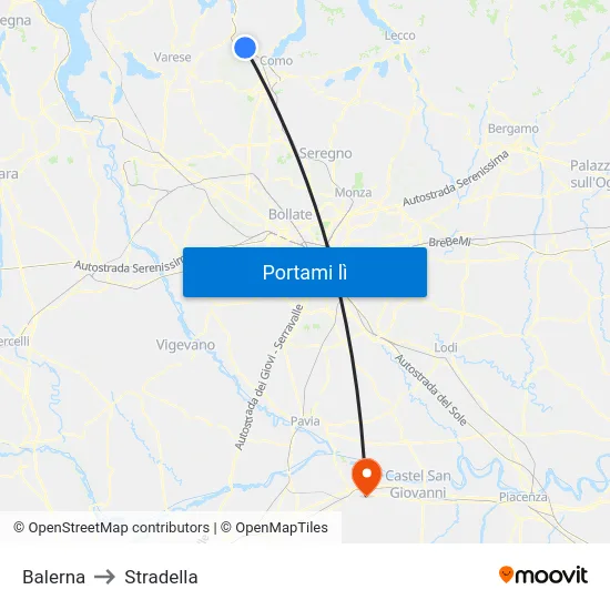 Balerna to Stradella map