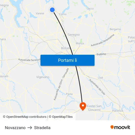 Novazzano to Stradella map