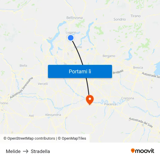 Melide to Stradella map