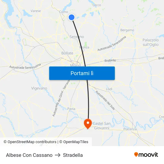 Albese Con Cassano to Stradella map