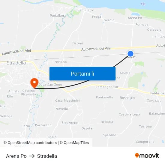 Arena Po to Stradella map