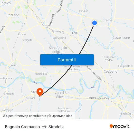 Bagnolo Cremasco to Stradella map