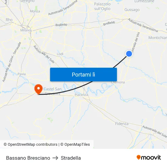 Bassano Bresciano to Stradella map