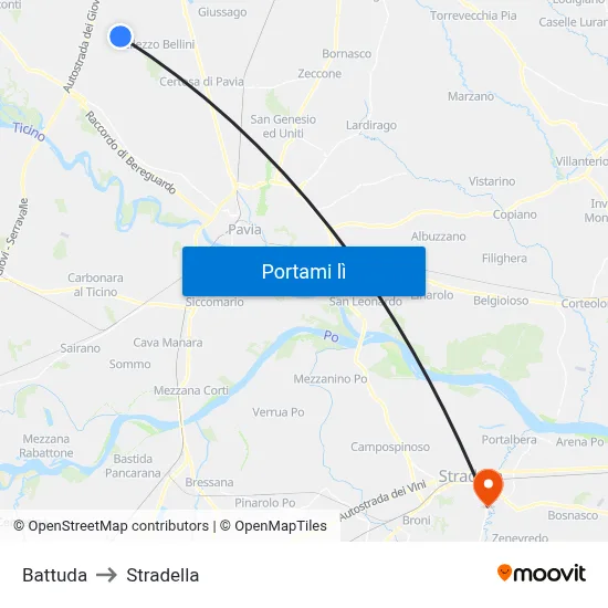 Battuda to Stradella map