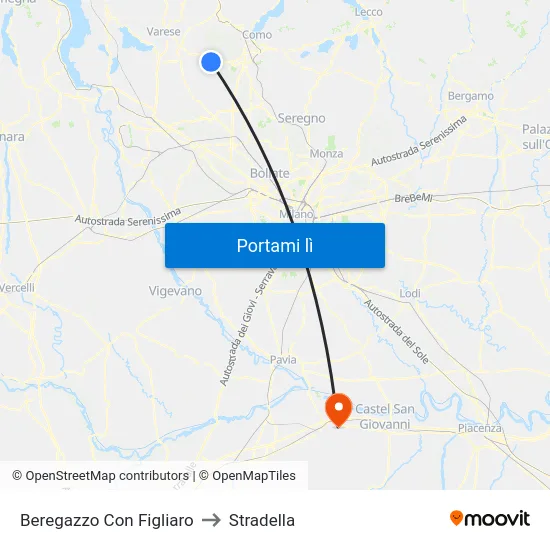 Beregazzo Con Figliaro to Stradella map