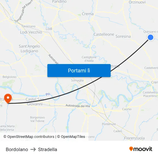 Bordolano to Stradella map