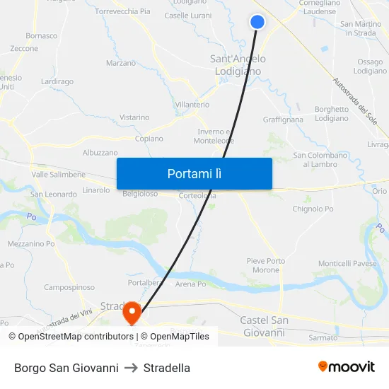 Borgo San Giovanni to Stradella map