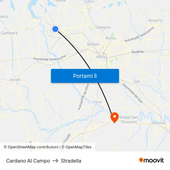 Cardano Al Campo to Stradella map