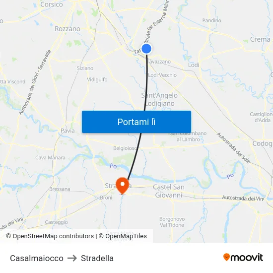 Casalmaiocco to Stradella map