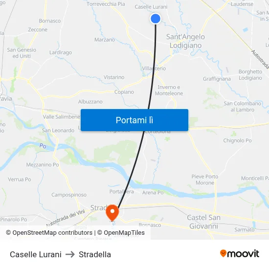 Caselle Lurani to Stradella map