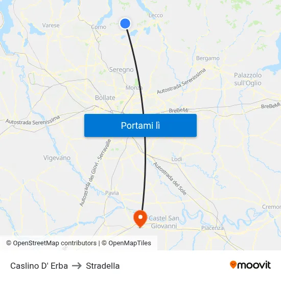 Caslino D' Erba to Stradella map