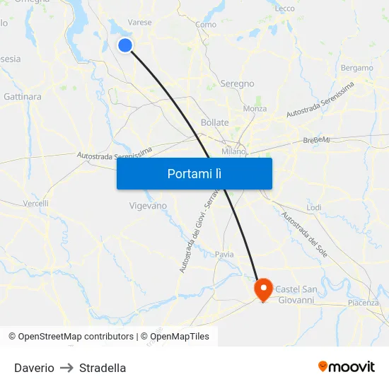 Daverio to Stradella map