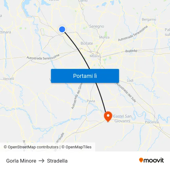 Gorla Minore to Stradella map