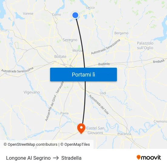Longone Al Segrino to Stradella map