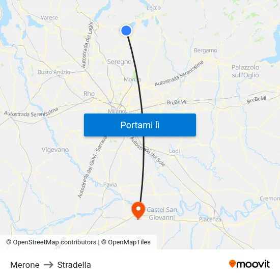 Merone to Stradella map