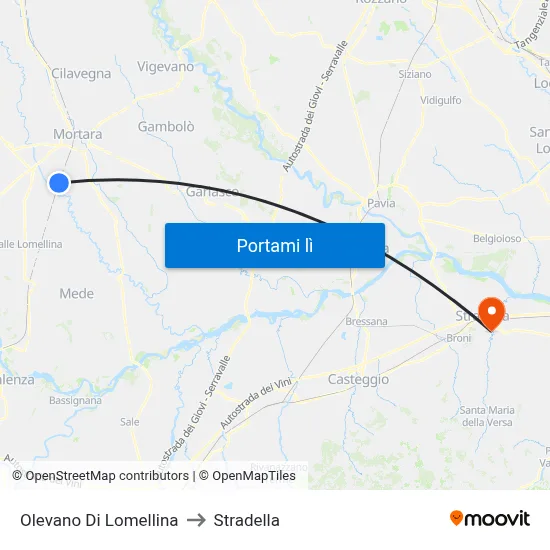 Olevano Di Lomellina to Stradella map
