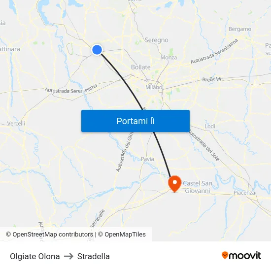 Olgiate Olona to Stradella map