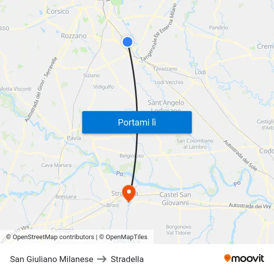 San Giuliano Milanese to Stradella map